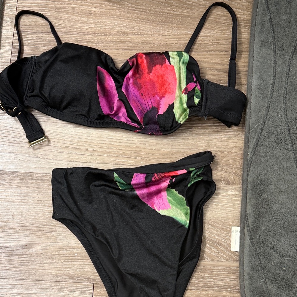 Floral Black Bikini Set